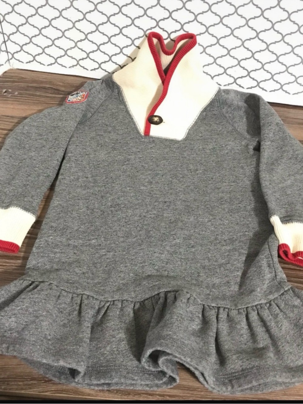 Vintage Ralph Lauren Gray Knit Girl's Ruffle Hem Sweater Dress Size 5
